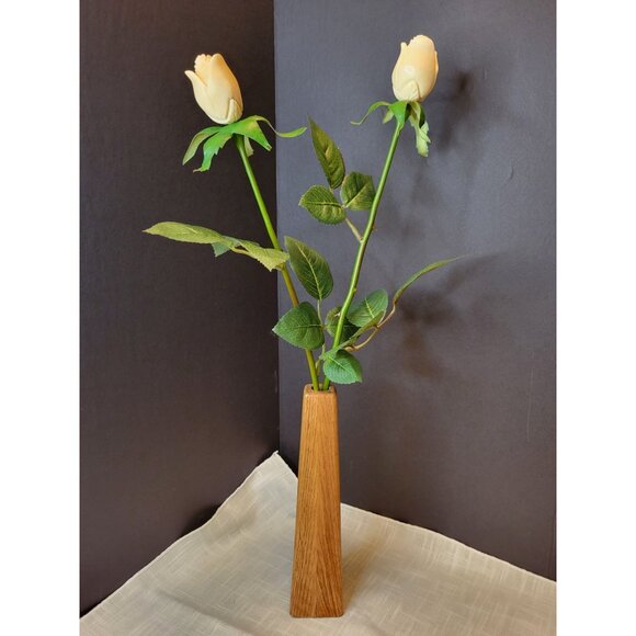 Handcrafted Wood Vase With White Roses Carved Tagua Nut by Just Paper Roses - Picture 4 of 9